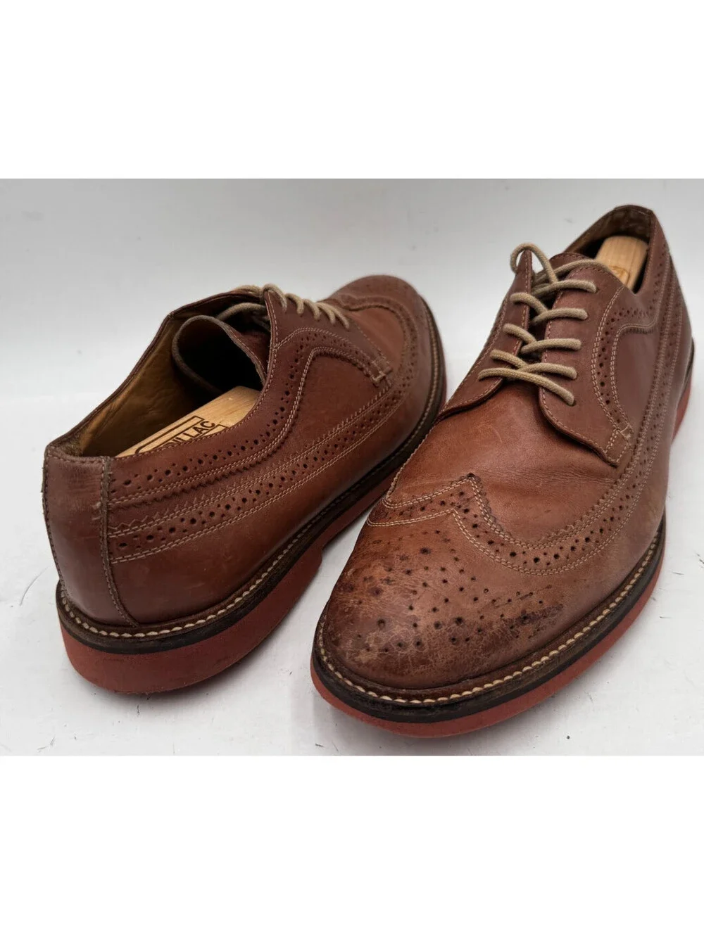 1901 Nordstrom Kyle Men's Dress Shoes 11 Brown Leather Brogues Wingtip Oxfords